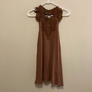 Joyce Summer Dress Size S Crochet Top Flowy Brown Hippie Gothic Party